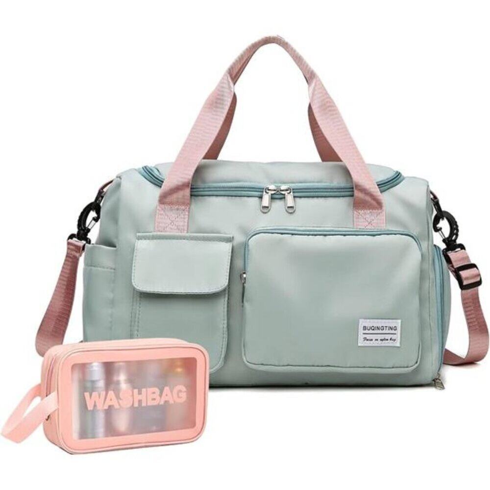 Small Gym Bag for Women, Travel Duffle Bag Carry On Bag with Shoe Compartment